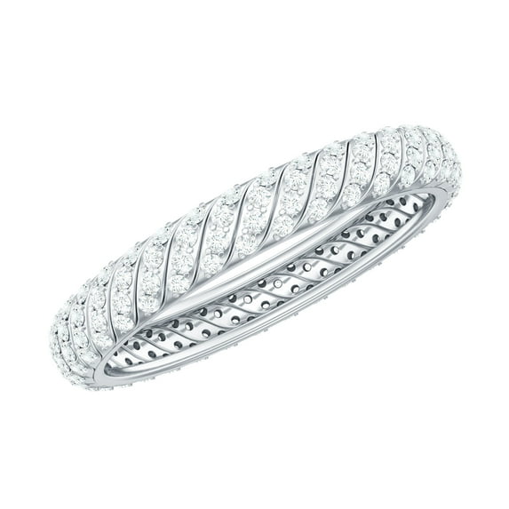 Rosec Jewels Certified Moissanite Eternity Wedding Band for Women - D-VS1 Quality - with Jewelry Box, 14K White Gold, US 9.50