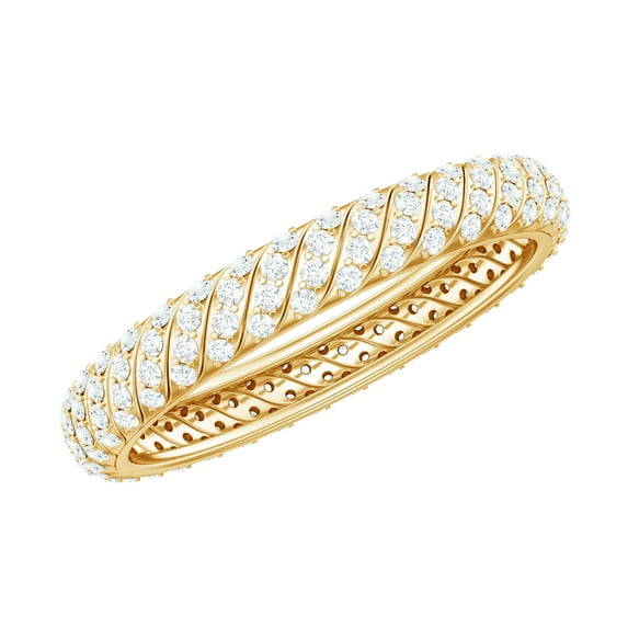 Rosec Jewels Certified Moissanite Eternity Wedding Band for Women - D-VS1 Quality - with Jewelry Box, 18K Yellow Gold, US 5.00