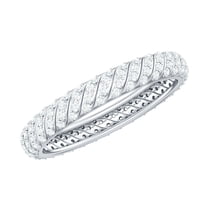 Rosec Jewels Certified Moissanite Eternity Wedding Band for Women - D-VS1 Quality - with Jewelry Box, 925 Sterling Silver, US 4.00