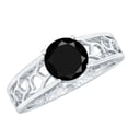 thumbnail image 1 of Rosec Jewels Natural Black Onyx Solitaire Engagement Ring - Filigree Ring for Women - 8 mm - AAA Quality - with Jewelry Box, 10K White Gold, US 6.00, 1 of 8