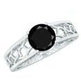 thumbnail image 1 of Rosec Jewels Natural Black Onyx Solitaire Engagement Ring - Filigree Ring for Women - 8 mm - AAA Quality - With Jewelry Box, 14K White Gold, US 9.00, 1 of 8