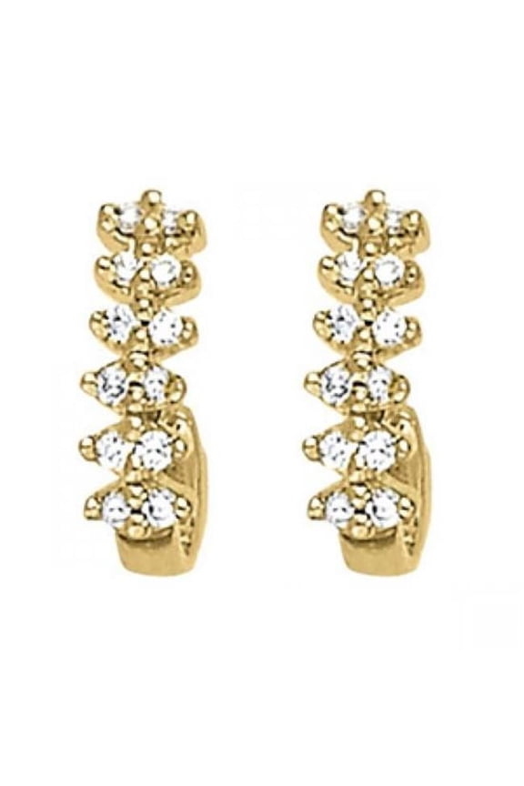 1.25 CT Round Diamonds J-Hoop Earring - Yellow Gold 14K, Color F - VVS1 Clarity