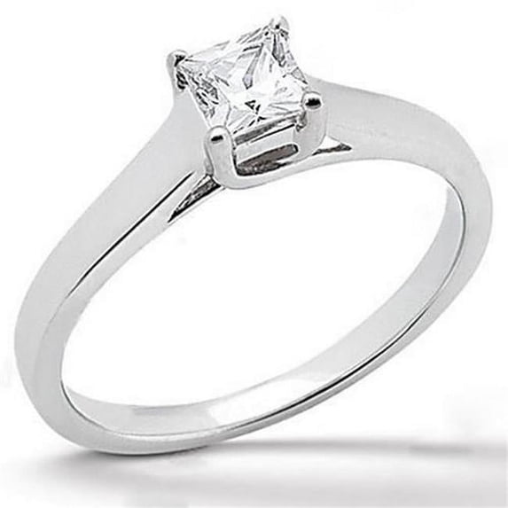 1.25 CT Solitaire Princess Cut Diamond Ring, 14K White Gold - Size 6.5