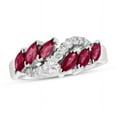 thumbnail image 1 of 1.25 CTW Diamond & Marquis Shaped Rubies Slant Ring, 14K White Gold - Size 9, 1 of 1