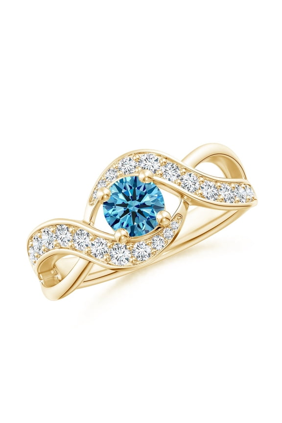1.25 CTW Round Cut Blue Lab Grown Diamond Ring 14K Gold Wedding Twisted Infinity Ring