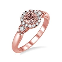 1.25 Carat Antique Round cut Morganite and Diamond Engagement in 14k Rose Gold affordable morganite and diamond engagement ring