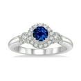 thumbnail image 1 of 1.25 Carat Antique Round cut Sapphire and Diamond Engagement Ring in 14k White Gold Sapphire and diamond engagement ring, 1 of 3