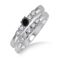 thumbnail image 1 of 1.25 Carat Black Diamond Elegant 5 stone Bridal Set on 10k White Gold, 1 of 2