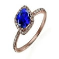 thumbnail image 1 of 1.25 Carat Blue Sapphire and Diamond Engagement Ring in 10k Rose Gold for Women on Sale, 1 of 2