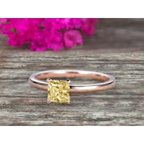 1.25 Carat Classic 6mm Princess Cut Champagne Diamond Moissanite Solitaire Engagement Ring On 10K Rose Gold