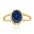 thumbnail image 1 of 1.25 Carat Created Sapphire Oval Shape Ring In 10K Solid Rose, White & Yellow Gold, 1 of 1