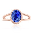 thumbnail image 1 of 1.25 Carat Created Tanzanite Oval Shape Ring In 10K Solid Rose, White & Yellow Gold, 1 of 1