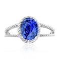 thumbnail image 1 of 1.25 Carat Created Tanzanite Oval Shape Ring In 10K Solid Rose, White & Yellow Gold, 1 of 1