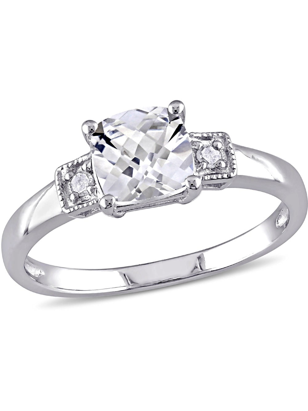 Carat (Ctw) Cushion-Cut Lab-Created White Sapphire Ring with