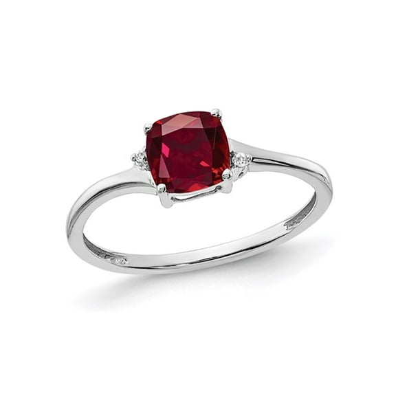1.25 Carat (Ctw) Lab Created Solitaire Ruby Ring in Sterling Silver