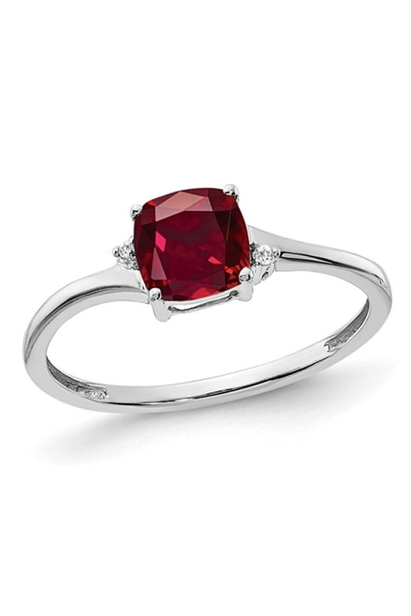 1.25 Carat (Ctw) Lab Created Solitaire Ruby Ring in Sterling Silver