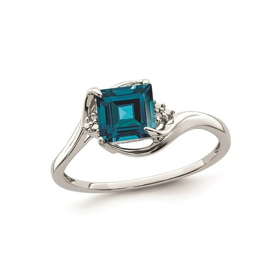 1.25 Carat (Ctw) London Blue Topaz Princess Cut Ring in Sterling Silver