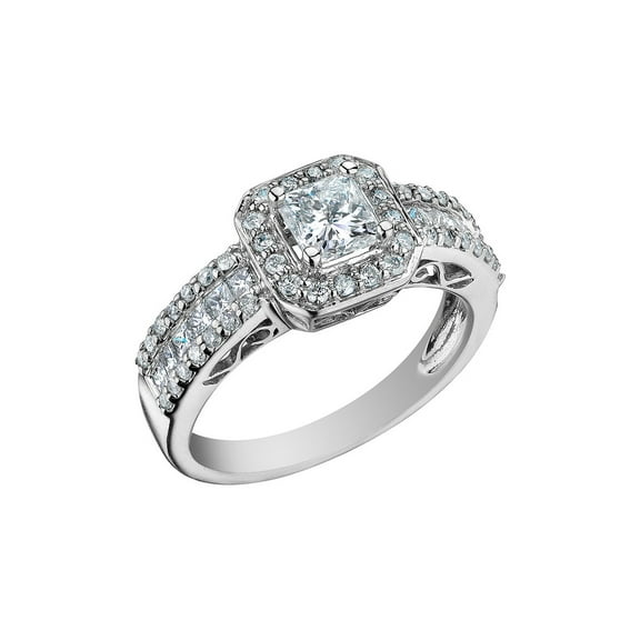 1.25 Carat (Ctw) Princess-Cut Diamond Engagement Ring in 14K White Gold for Women