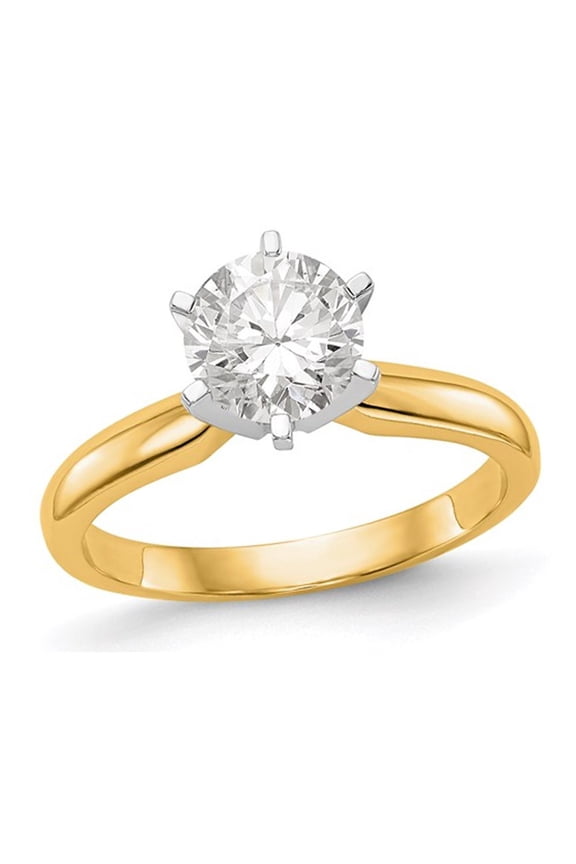 1.25 Carat (Ctw VS2, D-E-F) IGI Certified Round Lab-Grown Diamond Engagement Ring in 14K Yellow Gold for Women