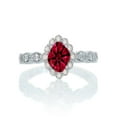 thumbnail image 1 of 1.25 Carat Cushion Cut Classic Flower Design Antique Ruby and Diamond Engagement Ring on 10k White Gold, 1 of 1