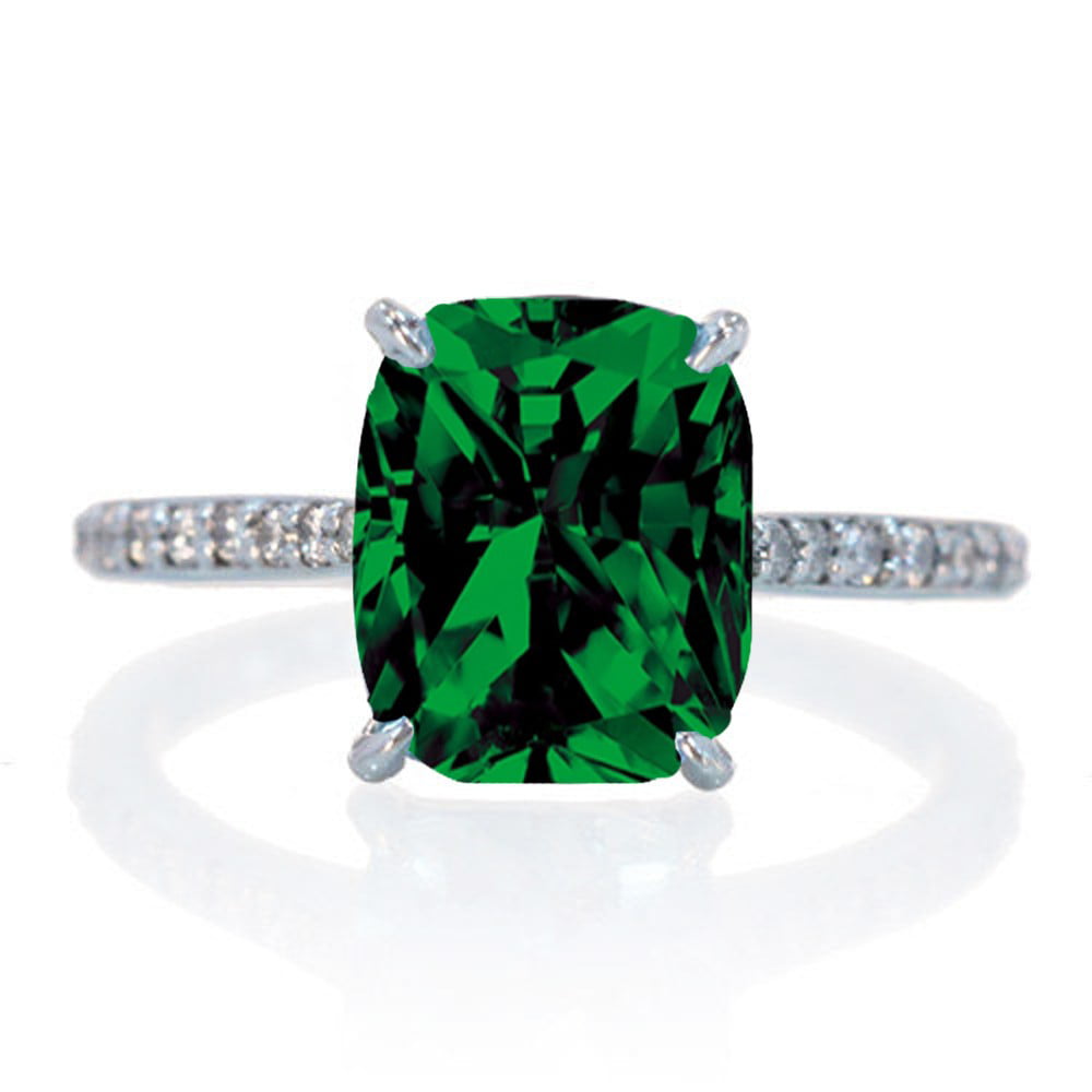 1 25 Carat Cushion Cut Emerald and Diamond Celebrity Engagement Ring on 10k White Gold 074d4708 eb83 4e7f 9570 5b6e27a73cf1 1.a523d9eec22c2f29f8c45c52cd82389d