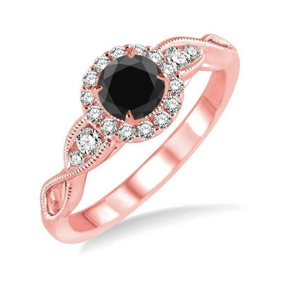 1.25 Carat Diamond Antique milgrain Engagement Ring in 14k Rose Gold