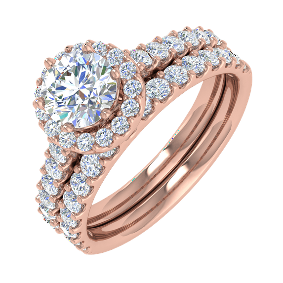 1.25 Carat Diamond Bridal Ring Band Set in 14K Rose Gold (Ring Size 7.25)