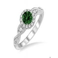 thumbnail image 1 of 1.25 Carat Emerald And Diamond Antique Milgrain Engagement Ring In 14K White Gold Affordable Emerald And Diamond Engagement Ring, 1 of 2