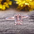 thumbnail image 1 of 1.25 Carat Emerald Cut Natural Morganite Engagement Ring Custom Ring 10K Morganite Rose gold Ring, 1 of 5
