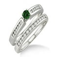 thumbnail image 1 of 1.25 Carat Emerald & Diamond Affordable Bridal Set on 10k White Gold, 1 of 2