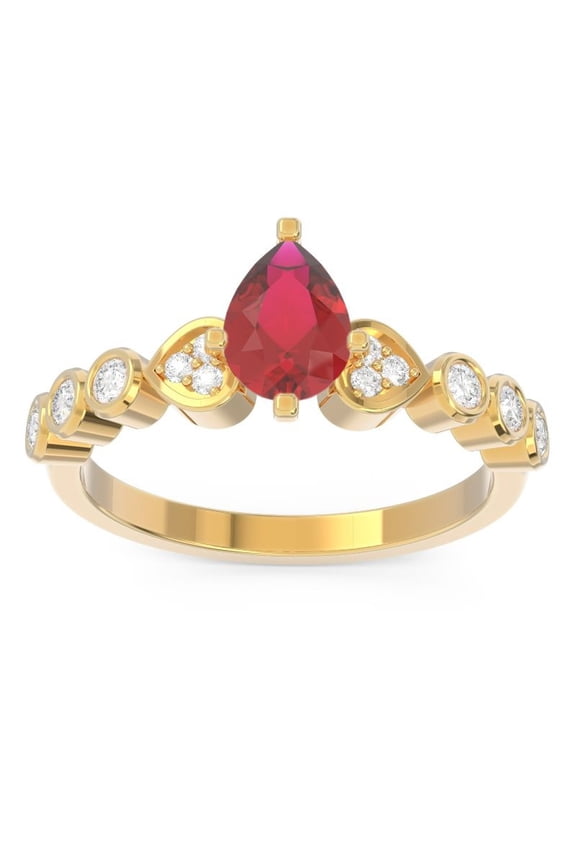 1.25 Carat (F-G/VS1) Natural Diamond Red Ruby Gemstone Beautiful Anniversary Ring for her 18K Yellow Gold Size 6.5 by Diamond-Capitals