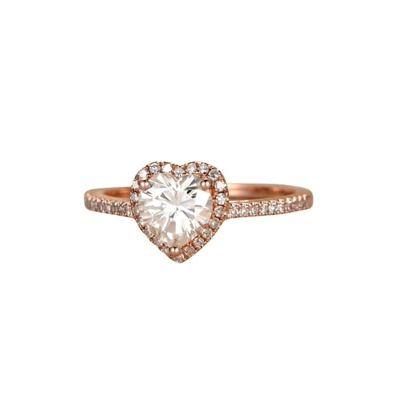 1.25 Carat Heart shape Halo Man made diamond moissanite Engagement Ring with 18k Gold Plating