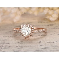 1.25 Carat Heart shape Halo Moissanite Engagement Ring with 18k Gold Plating