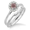 thumbnail image 1 of 1.25 Carat Morganite & Diamond Bridal set Halo on 10k White Gold, 1 of 2