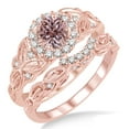 thumbnail image 1 of 1.25 Carat Morganite & Diamond Vintage floral Bridal Set Engagement Ring on 10k Rose Gold, 1 of 3