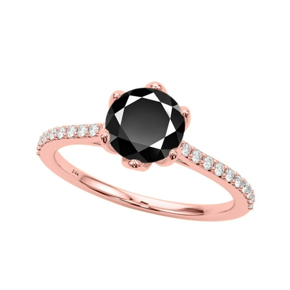 Mauli Jewels 1.25 Carat Natural Black & White Diamonds Engagement Rings for Women in 14K Gold, Gifts for Her, 6-Prong Setting