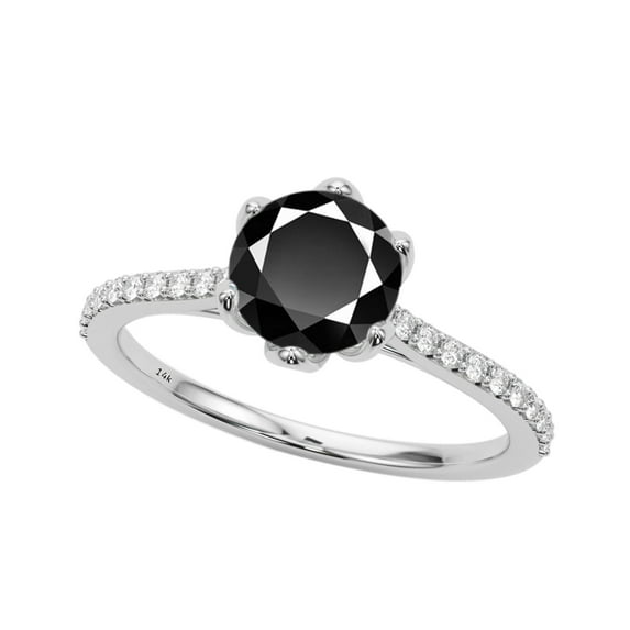 Mauli Jewels 1.25 Carat Natural Black & White Diamonds Engagement Rings for Women in 14K Gold, Gifts for Her, 6-Prong Setting