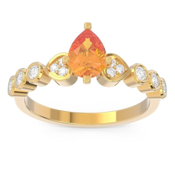 1.25 Carat Natural Diamond Citrine Gemstone Wonderful Anniversary Ring for Ladies 18K Yellow Gold Size 6 by Diamond-Capitals