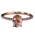 thumbnail image 1 of 1.25 Carat Oval Cut Real Morganite Solitaire Engagement Ring with Man made diamond moissanite Cheap Sterling Silver with 18k Gold Plating, 1 of 4