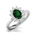thumbnail image 1 of 1.25 Carat Oval cut Emerald and Diamond Engagement Ring in 14k White Gold affordable emerald and diamond engagement ring, 1 of 3