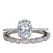 1.25 Carat Oval cut Wedding Set of Man made diamond moissanite and Man made diamond moissanite with 18k Gold Plating