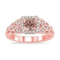 thumbnail image 1 of 1.25 Carat Peach Pink Morganite (Princess Shaped Morganite) and Diamond Engagement Ring in 14k Rose Gold Jewelry, 1 of 3