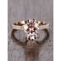 1.25 Carat Peach Pink Morganite (Round cut Morganite) and Diamond Engagement Ring in 10k Rose Gold, Women Engagement Ring