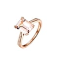 thumbnail image 1 of 1.25 Carat Peach Pink Real Morganite (emerald cut Real Morganite) and Moissanite Engagement Ring Sterling Silver with 18k Gold Plating, 1 of 5