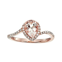 1.25 Carat Peach Pink Real Morganite (pear cut Real Morganite) and Moissanite Engagement Ring Sterling Silver with 18k Gold Plating