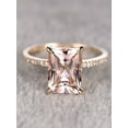 thumbnail image 1 of 1.25 Carat Princess Cut Peach Pink Morganite And Diamond Moissanite Engagement Ring In 10K Rose Gold, 1 of 2