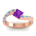 thumbnail image 1 of 1.25 Carat Princess Cut Pink Sapphire & Blue Topaz Gemstone Stunning Bridal Ring for Women Solid 18K Rose Gold Size 11.5 by Diamond-Capitals, 1 of 8