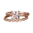 thumbnail image 1 of 1.25 Carat Princess Cut Real Morganite & Moissanite Engagement Bridal Wedding Ring Set Sterling Silver with 18k Gold Plating, 1 of 5