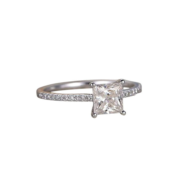 1.25 Carat Princess Cut Solitaire Wedding Ring With Moissanite Diamond In 10K White Gold, Promise Ring, Anniversary Ring