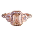 thumbnail image 1 of 1.25 Carat Real Morganite (emerald cut Real Morganite) Diamond Engagement Ring Sterling Silver with 18k Gold Plating, 1 of 5